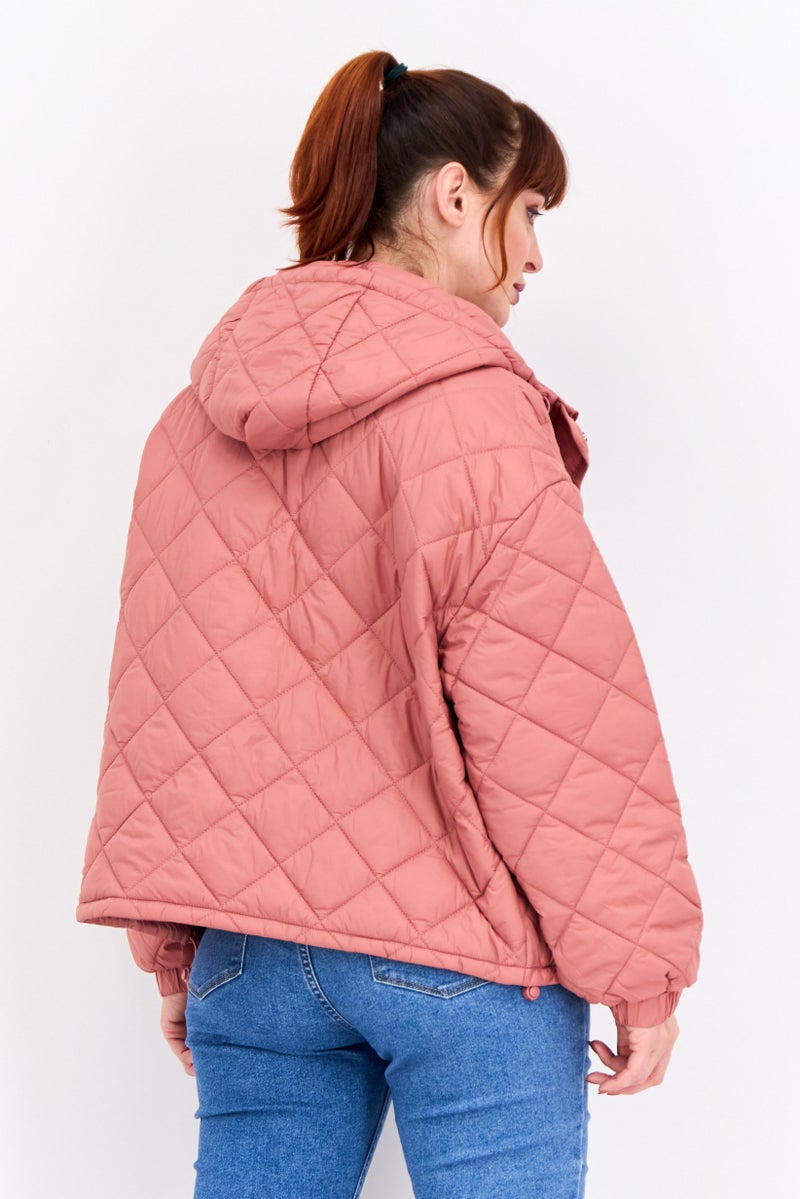 Bearpaw Women  Hooded Quilted Jacket, Rose Gold - Image 4